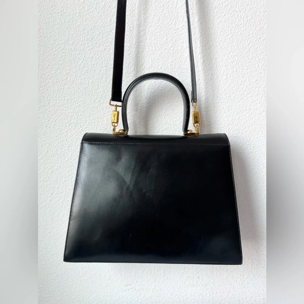 SALVATORE FERRAGAMO Iconic Top Handle Gancini Black Leather Crossbody Bag 212181 - Picture 5 of 16